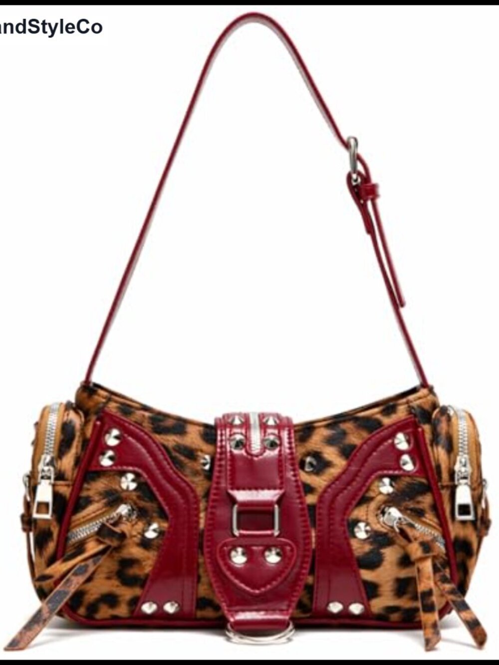 Vintage Leopard Print Shoulder Bag Faux Leather Y2K Purse